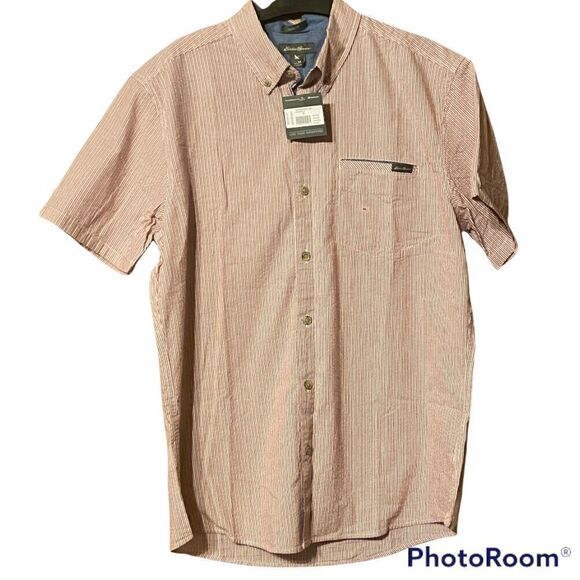 NWT Eddie Bauer Classic Fit Bainbridge Short Sleeve Button Front Shirt Size M - Picture 1 of 7